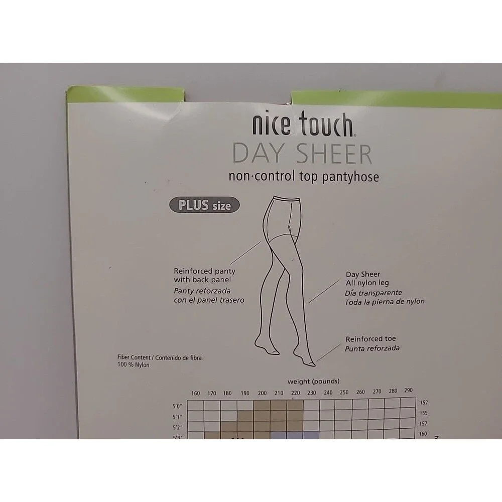 Nice Touch Day Sheer Panty Hose Regular Non Control Top Plus Size 1X Natural
